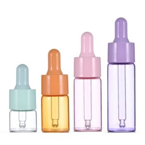 SUTONGXUE 7 Pcs Có thể đổ đầy lại Bộ Chai nhỏ giọt Màu Macaron Rỗng Ống nhỏ giọt thủy tinh Mẫu Nắp vặn Lọ tinh dầu thủy tinh Mỹ phẩm
