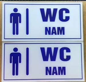 BẢNG WC dán mica 2li decan sắc nét lích thước 25cm x 12cm có hai màu xanh dương màu trắng