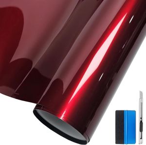 LZLRUN Premium Glossy Liquid Metal Red Vinyl Wrap Sticker for Car DIY Self Adhesive Decal Super Gloss Blood Red Wrap Film (1ft × 5ft)