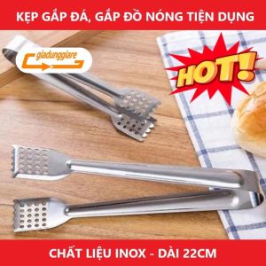 Cây gắp đá chất liệu inox cây gắp đồ nóng dài 22cm nhỏ gọn tiện dụng