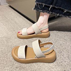 [Free Shipping] 2026 New Summer Thick-Soled Platform Sandals For Women Fashionable And Stylish With A High-End Feel Perfect For Petite Women Open-Toe Roman Beach Sandals