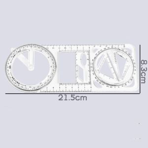 1Pcs Multifunctional Geometric Drawing Ruler 360° Movable Transparent Portable Precise Drawing Ruler