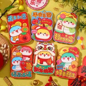 MIRACLE HOME STORE 6Pcs Blessings Printing Chinese Snake Year Red Envelope Best Wishes Cartoon New Year Money Envelope Household Traditional Hong Bao Spring Festival