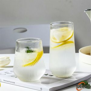 Seeko Water Cup Coffee Milk Vertical Pattern Glass Simple Style High-Value Household Drink Cups 500ml