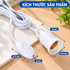 Dây Đui Đèn E27 5m Có Công Tắc Móc Treo Và Phích Cắm 2 Chân Cho Cách Bố Trí Bóng Đèn Rời Trong Nhà