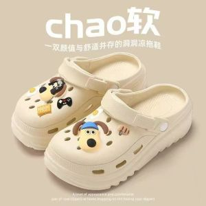 [Free Shipping] 2026 New Summer Outdoor Non-Slip Casual Beach EVA Closed-Toe Thick-Soled Black Perforated Sandals For Women