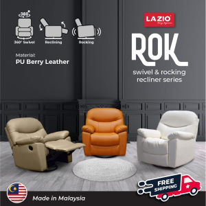 * PRE-ORDER * ROK PU Berry Leather Material Recliner by Lazio Sofa | Rocking 360° Swiveling Recliner with Adjustable Back Rest | Assorted Vibrant Colour / PU LEATHER MATERIAL