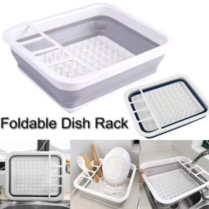 Dish Drainer Rack Storage Utensil Holder Foldable Collapsible Plate Drainer Organizer Caravan Camper Camping Accessories