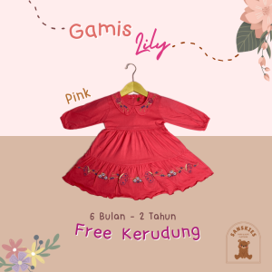 0 - 2 Tahun Setelan Gamis Lily Free Kerudung Jilbab Baby Anak Perempuan Murah Terjangkau / Gamis Syari Baby Gaun Bayi Bahan Katun / Bisa COD Bayar di Tempat
