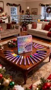 12 Colors Nail Art Pens Set – 0.5mm Fine Tip Waterproof Quick Dry Nail Marker Pen for DIY Manicure Pigfly