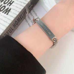 European and American simple letter square bracelet fashion versatile Cuban chain bracelet niche personality minimalist style jewelry