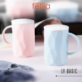 Ly sứ basic Fellia cao cấp có nắp đậy chống bụi 400ml tặng muỗng. 