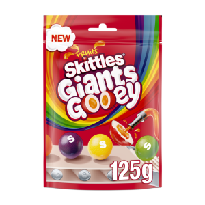 ลูกอมเคี้ยวหนึบ Skittles Giants gooey (วีแกน) ขนาด 125g สินค้าจากUK BBF.06/06/26