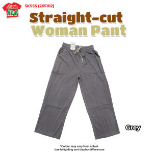 Women Straight Cut Cotton Pants | Comfort Fit Long Pants | Elastic Waistband | Cool Breathable Fabric