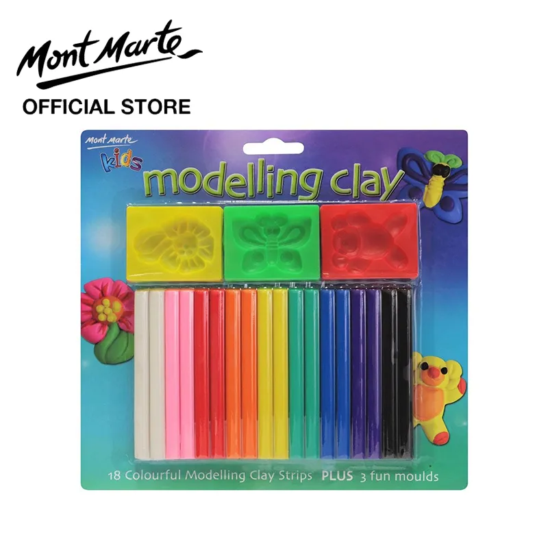 Mont Marte Kids Colour Modelling Clay Set w/Moulds 21pce | Lazada