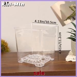 Kui-Min Square Transparent Acrylic Flower Pots Breathable Bonsai Plant Pot Desktop Decoration For Garden Yard Living Room Balcony