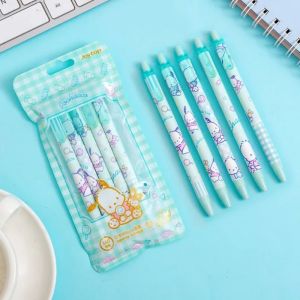 5pcs/pack 0.5mm Press Pen Sanrio Gel Pens Student Black Pen Kuromi Melody Cartoon Black Writing Pen Student Stationery