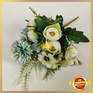 Bunga Peony Mix Cabang 7 Campur Artificial Peony+Aster+PomPom Aksesoris Dekorasi Buatan Kain Plastik Hiasan Meja premium artifisial import