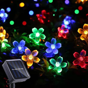 Solar String Flower Lights Outdoor Waterproof 50 LED Fairy Light Decorations for Garden Fence Patio Yard Christmas Tree Lawn Party