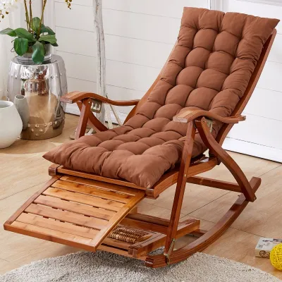 Ghế lười - Ghế xích đu ngồi ban công CÓ MASSAGE CHÂN - Ghế bập bênh bằng tre cho người già nghỉ trưa thư giãn đọc sách