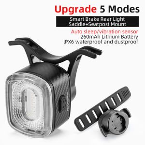 ROCKBROS Bike Tail Light Smart Brake LED Light Waterproof USB Rechargeable Bicycle Rear Light Ultralight 5 Modes ABS Back Safety Light Bike Accessories