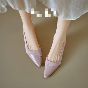 [Free Shipping] Pointed-Toe Chunky-Heel Closed-Toe Sandals For Women 2026 Summer New Style Perfect For Pairing With Dresses Open-Back Sandals Soft Leather Version