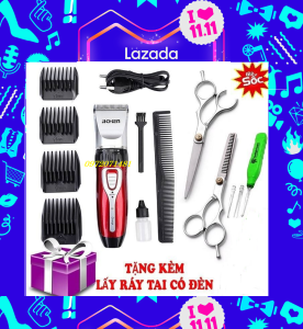 tông đơ cắt tóc jichen JC0817 + tặng bộ kéo cắt tỉa + lược + + tặng kèm 01 ráy tai có đèn