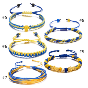 Handmade Braided Bracelet Yellow Blue Flag Bracelets Hand-woven Rope Charm Bracelets for Women Men Couple Bangle
