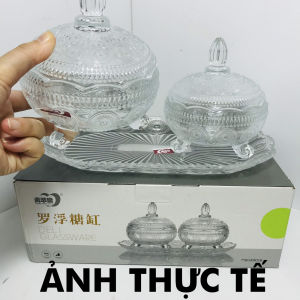 Khay Mứt Tết 6 Hũ Thủy Tinh Sang Trọng Cao Cấp Hũ Đựng Bánh Kẹo Các Loại Hạt Ngày Tết Cổ Truyền hộp đựng bánh kẹo hoa quả sang trọng khay mứt dieulinhshop