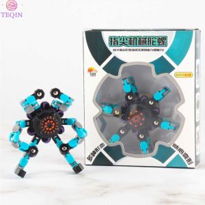 Teqin mới! Biến Dạng Ngón Tay Chuỗi Đồ chơi robot Sáng Tự Làm Bị Biến Dạng Cơ Khí Ngón Tay Spinners đồ chơi xả stress Cho Trẻ Em Quà Tặng