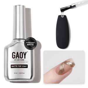 GAOY Matte Gel Coat 16ml Powder-Resist Matte Finish for Detail Chrome Powder Painting Long Lasting UV Gel Nail Art DIY