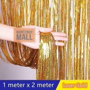 UMI Foil Rain Curtain Metallic Birthday Wedding Balloon Festival Wall Photography Background Langsir Tirai Gambar Party