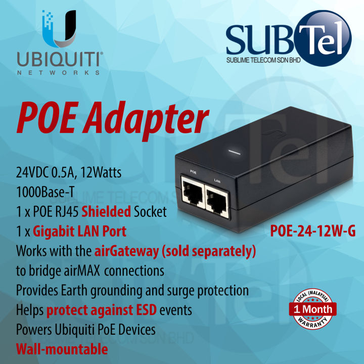 POE Ubiquiti Networks POE 24 12W G   Inyector de corriente   CA 90 260V