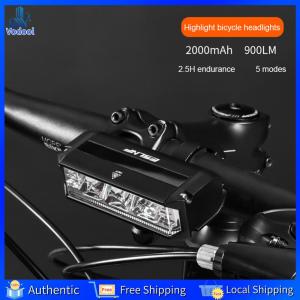 [Vodool Home Mall] Bicycle Headlight Aluminium Alloy Bike Handlebar Light High Brightness Type-C USB Rechargeable Riding Lighting Warning