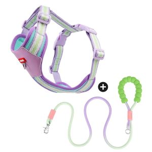 OUTOPEN Adjustable Dog Harness and Leash Set with Traction Rope Padded Dog Collars Leash Set Escape Proof Soft Mesh Pet Walking Vest Cat Walking