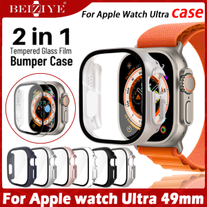 Kính + apple watch Ultra Case 49mm Bumper Tempered Bảo vệ màn hình 2 trong 1 Tempered Glass Film + Case Bracelet apple watch Dây đeo Phụ kiện