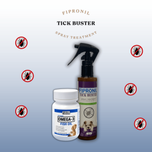 MDCP - Anti-garapata kuto at pulgas Fipronil Tick Buster 100ml for Cats & Dogs with omega - 3 fish oil 30 soft gels