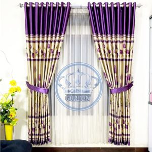Gorden jendela pintu minimalis bahan blackout Ukuran jumbo 9 gelombang model smokring motif tulif hijau biru ungu abu merah Panjang 230 cm plus tali pengikat