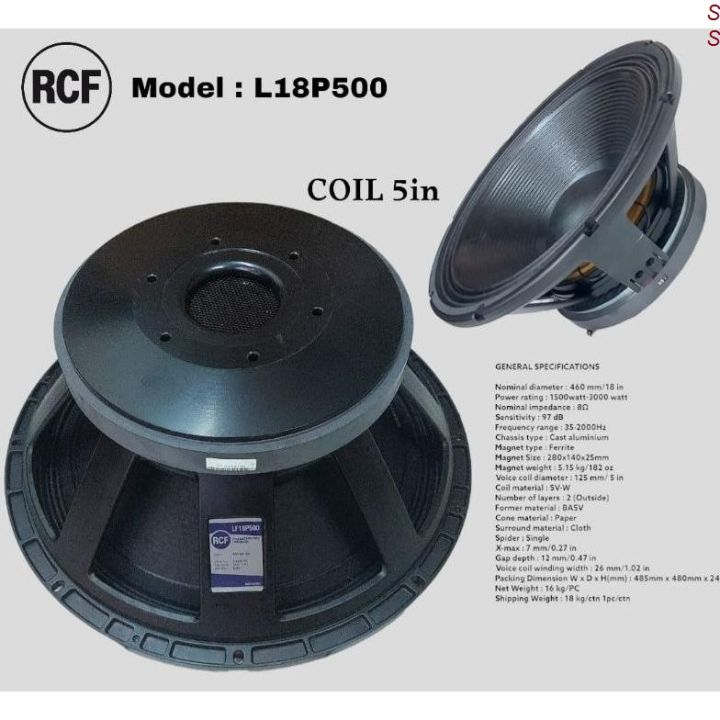 Speaker Komponen RCF L18P500 18 Inch Voice Coil Inch 2000 WATT
