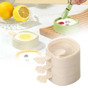 3 Layers Ice Cream Molds with Cover&stick Food Grade Safety Material DIY Cartoon Ice Cream Molds