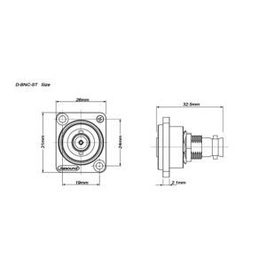 Konektor JIASOUND D-BNC-ST SDI Female Panel Audio Bahan Tembaga Konektor BNC Female Untuk 75 Ω