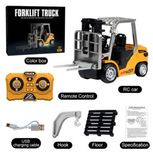 VIVIDI Alloy 1/64 Remote-controlled Forklift Collection Mini Engineering Vehicle Rechargeable Tabletop Toys Model