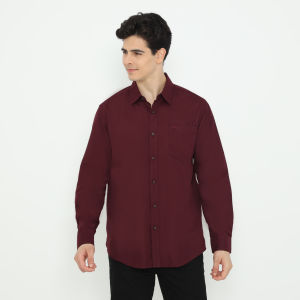 POLICE Kemeja Polos Basic Cotton Soft Regular Fit Lengan Panjang Pria