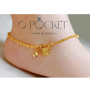 Q POCKET | COP 916 Gold-Plated "DNA" Anklet Simple Fashion Style Jewelry Adult (L:26cm – 29cm) – Rantai Kaki Giler-Giler!