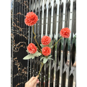 Hoa Giả Cúc Ping Pong 5 Bông Loại 1 Nhập Khẩu 50cm - Hoa Lụa Trang Trí Bình Vintage