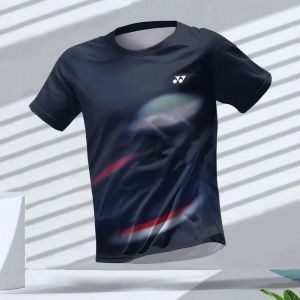 Summer Mens Dry Fit Sports T-shirt Badminton Quick-Drying Gym Sports T-shirt Top