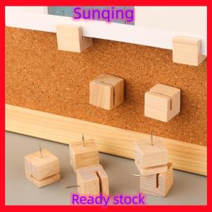 SQ Stationery [Flash Sale] 10Pcs Square Wooden Snap Button Pin With Slot For Cork Board Photo Display Decorative Push Pins For Easy Installation
