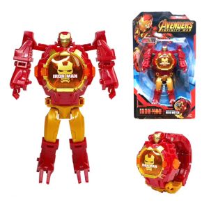 นาฬิกาเด็ก นาฬิกาเด็กผู้ชายดูเวลาและฉายแสงได้ นาฬิกาหุ่นยนต์ ฉายได้ซุปเปอร์ฮีโร่กัปตันอเมริกาสไปเดอร์แมนอุลตร้าแมนและอื่นๆสำหรับเด็ก