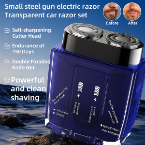Small steel gun electric razor Transparent car razor set