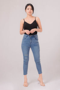 RIMINI - Bawahan Wanita Celana Jeans Haighwaist Casual Ripped 26-33 - Fion Denim Pants - 5191